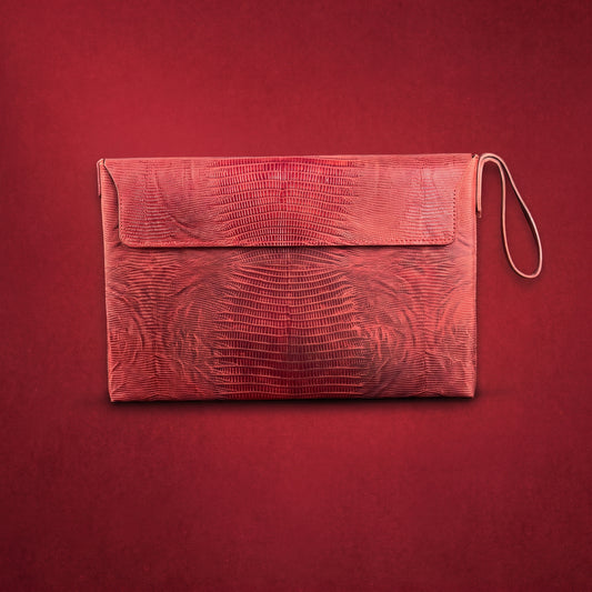 Aura Crimson Leather MacBook Sleeve & Clutch