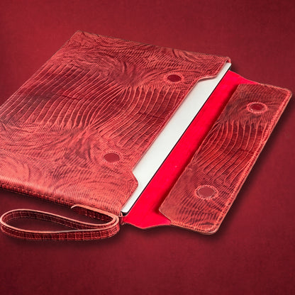 Aura Crimson Leather MacBook Sleeve & Clutch