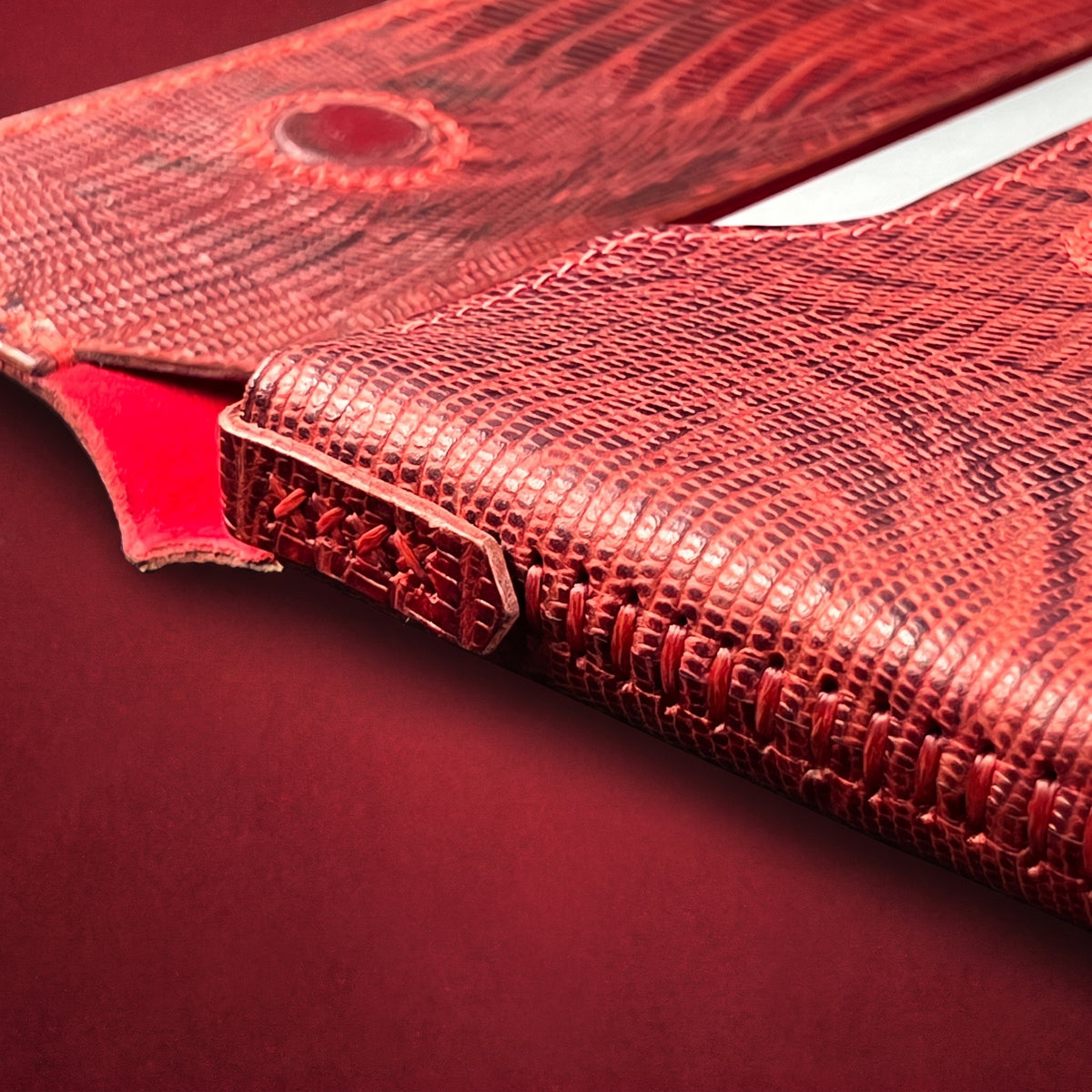 Aura Crimson Leather MacBook Sleeve & Clutch
