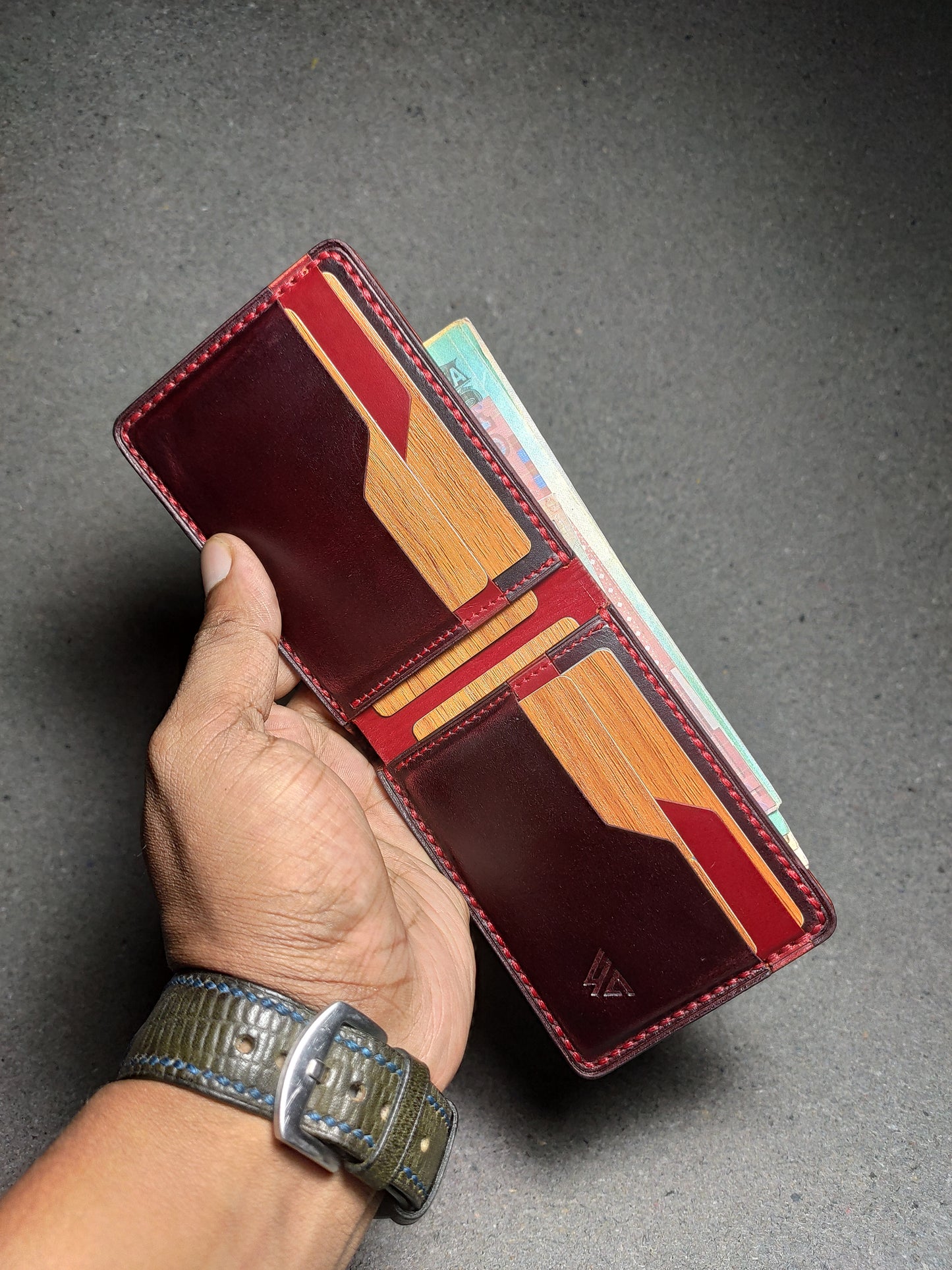 Crimson Weave — The Signature Bi-Fold Wallet (WC-C36)