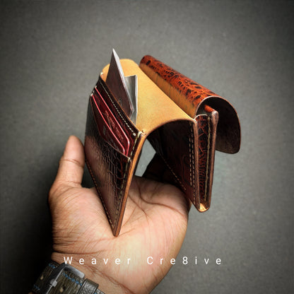 Targan — The Croco-Embossed Vertical Bi-Fold Wallet (WC-V15)