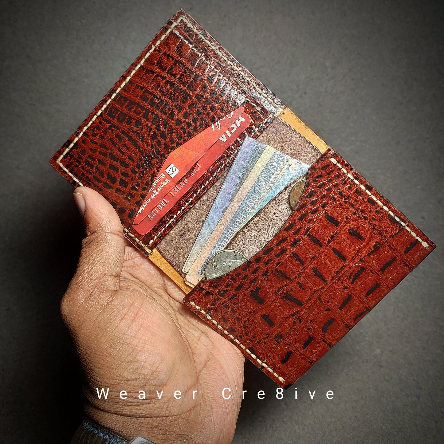 Targan — The Croco-Embossed Vertical Bi-Fold Wallet (WC-V15)