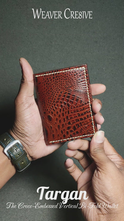Targan — The Croco-Embossed Vertical Bi-Fold Wallet (WC-V15)